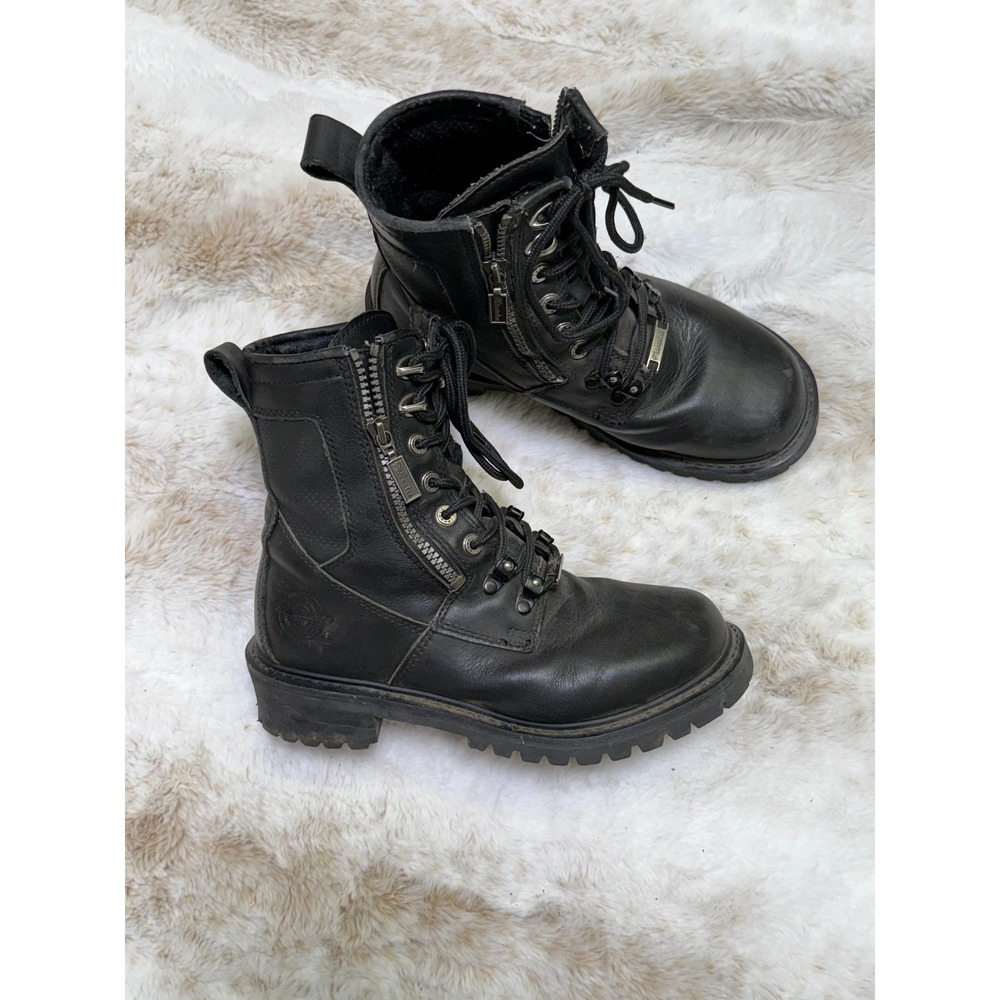 Milwaukee Motorcycle Boots 8 Black Leather Side Zip Combat MB216 Moto Whimsigoth